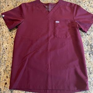 Figs Burgundy Leon 3 pocket scrubs top